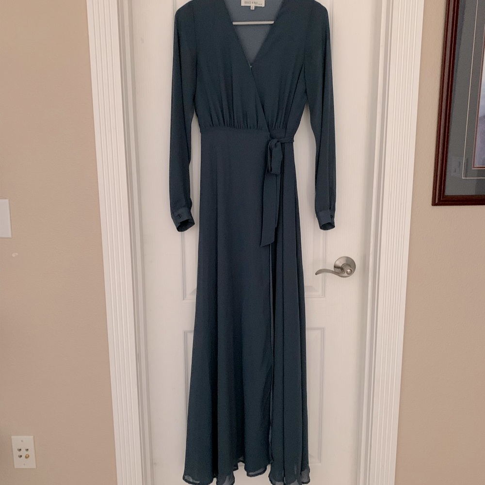 Maxi wrap skirt long sleeve blue